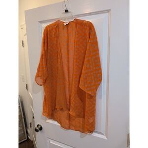 LuLaRoe Monroe Open Front Light Cover Up Swim Cardigan Orange Medium
